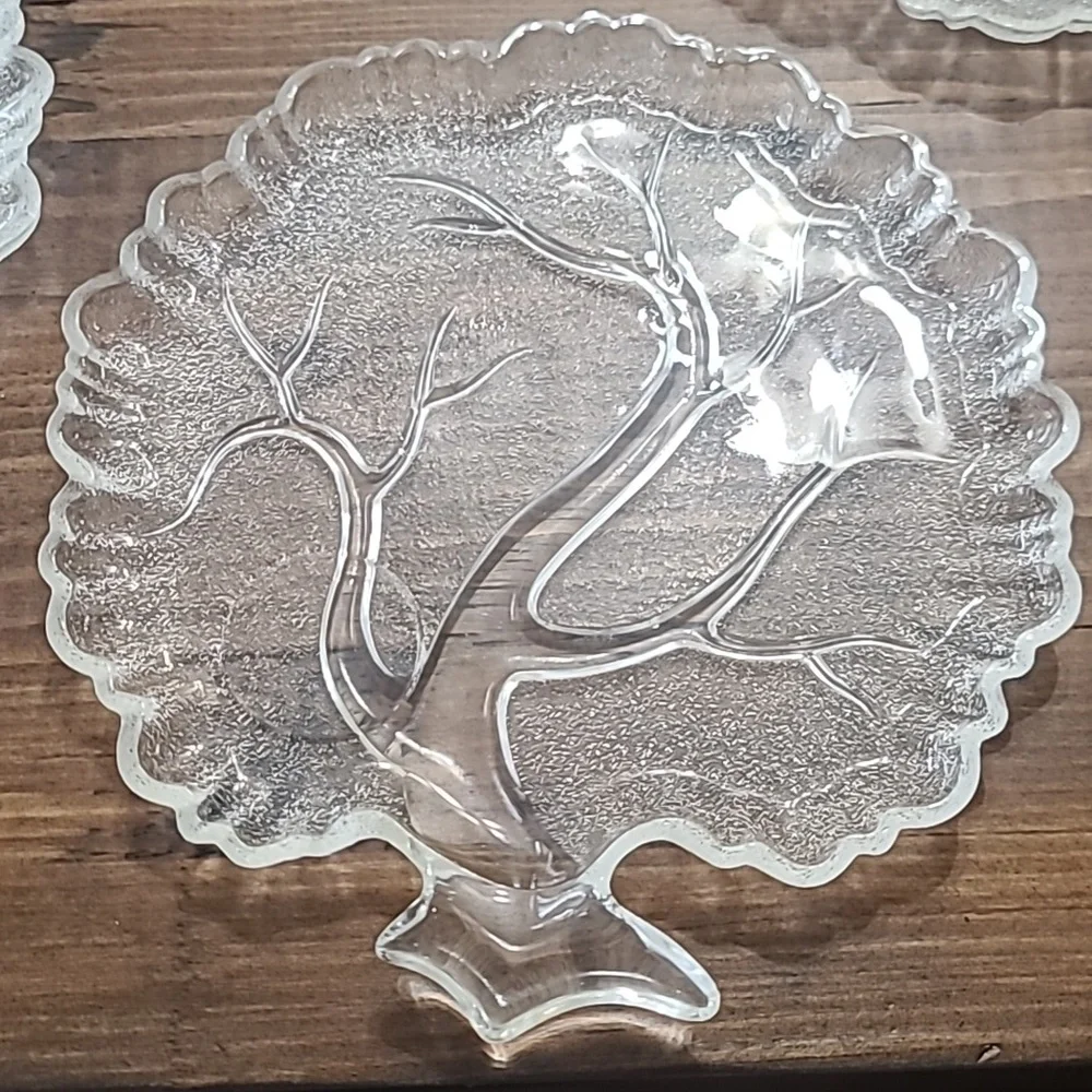 Vintage Hazel Atlas Tree Of Life Snack Tray Plate Only Set Of 4 - Picture 5 of 6